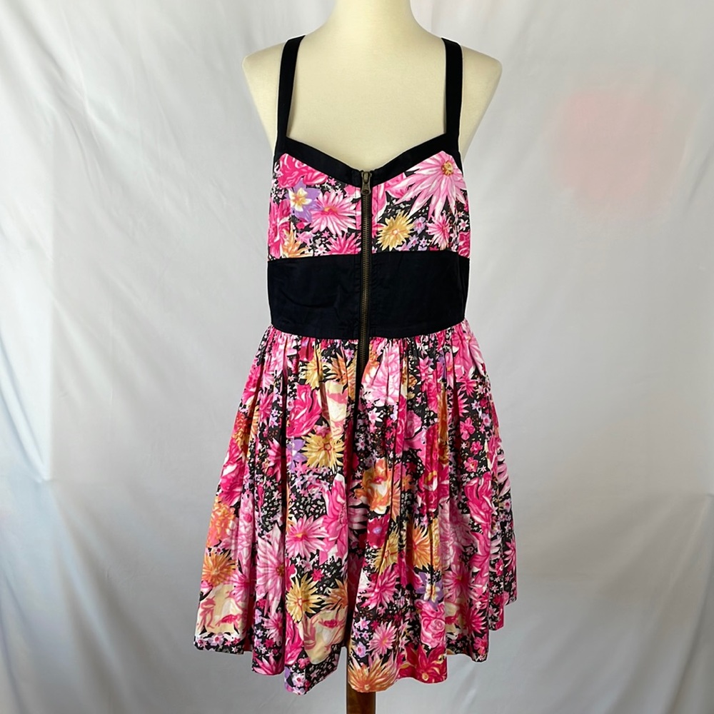 Jack by BB Dakota Pink and Black Sundress w/Full Length Front Zipper -Size Large